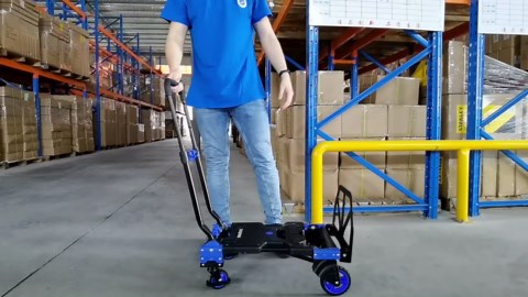 2 in 1 Hand Truck Dolly Foldable, 330LB Folding Hand Truck Heavy Duty Carrying, Folding Hand Cart with Retractable Handle Dolly Cart for Moving