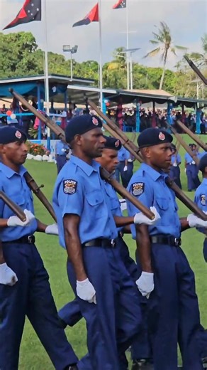 Pass-out parade march by 226 police personnel at Bomana this afternoon. They are graduating from the Bomana Centre of Excellence outside Port Moresby. | PNG SUN