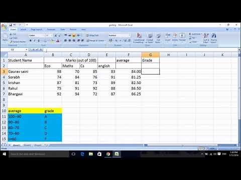 How to calculate grade on excel using if statement