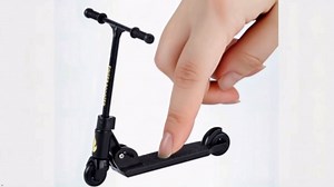Black Finger Scooter - 2-Wheeled - Foldable Finger Scooter BMX with Brake | Finger Board Accessories| Non-Slip Fun Finger Skateboards