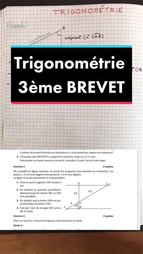 Exercice de trigonométrie, 3 ème brevet (Centres étrangers 2022) #mathématiques #maths #math #collège#brevet2023 #brevet #trigonométrie #calcul #facile #examen #aide #devoirs #devoirs📚 #apprendre #géométrie