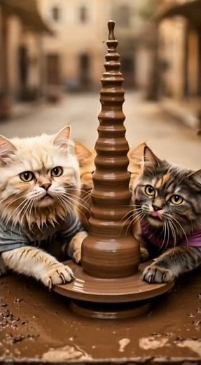 The Cat Potter's Hand: A Masterclass in Clay Ceramic Art # #funnycats #viralpets #funnyanimalslife