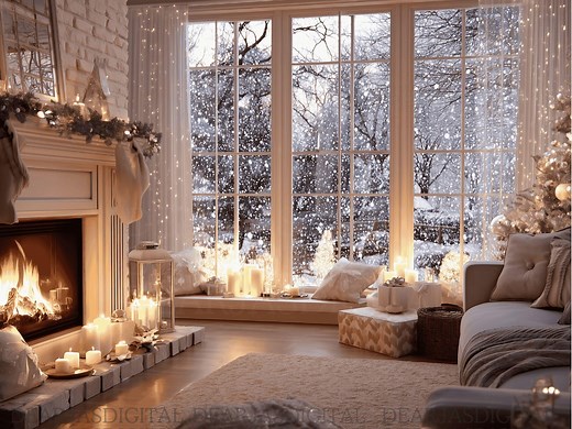 Christmas Zoom Backgrounds | Holiday Season Backdrop | Realistic Home | Teams Background | Winter Modern Home Office | Virtual Meeting 16:9 - Etsy