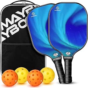 Pickleball Paddles, Set of 2 Pickle Ball Rackets 2 Pack Pickleball Paddle Set of 2, Pickle Ball Raquette Set with Indoor/Outdoor Pickleballs Gifts Games for Family