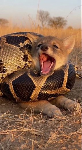 Will the python manage to swallow the jackal? 🐍🦊😨❓비단뱀은 자칼을 삼킬 수 있을까? #python #jackal #rescue #danger