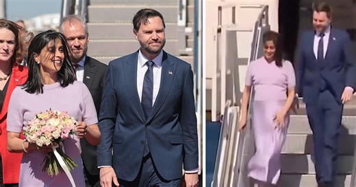 Video of JD Vance and his wife getting off plane goes viral after viewers spot odd detail