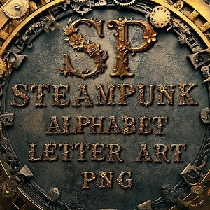 Steampunk Alphabet Buchstaben Kunst - A-Z & 0-9 PNG | Vintage Zahnrad-inspirierte Typografie, Digitaler Download, digitale Kunst, Handwerk, Scrapbooking - Handwerk - Etsy.de