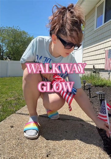 There’s just something about adding little touches that make your house feel like home ✨🏡 Since we had the landscaping done, I wanted to add new solar lights so the whole walkway lights up at night and of course I had to add a few flags for decor 💕 It may seem small to some people, but creating a cozy home for my family is honestly one of my favorite things to do ☀️ #momlife #homedecor #outdoordecor #summervibes☀️ #momcontent
