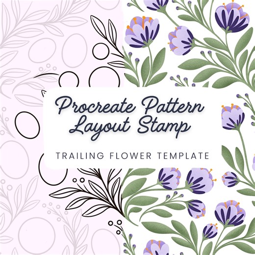 Trailing Flower Stamp Brush - Hand Drawn Procreate Seamless Pattern Layout - Template for Flower Patterns for Digital Designs - Etsy