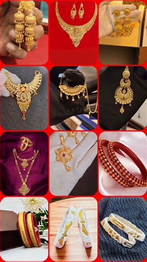bridal gold jewellery designs#goldnecklace #goldearrings #jhumka #mangtika #nathni #bangles #shorts