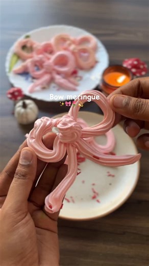 Butter & Flour on Instagram: "Yummiest bow meringue #treat #valentine #bow #girly"