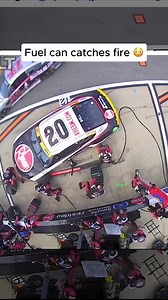 Patiently waiting for the helmet cam footage 😳 @bhouston3 @michaelhicks3773 @jholmes__4 @derrelledwards3 @peymoore20 #fire #nascar #pitcrew | Joe Gibbs Racing