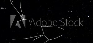 Star chart of The Spring Triangle. 4K loopable footage.