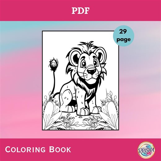 Lion Coloring Book Printable Pages Kids Activity Sheets | Jungle Animal Designs | Instant Download Files - Etsy