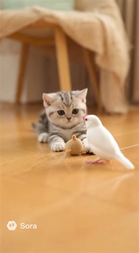【癒し】AI 子猫と白文鳥のかわいい動画｜Daily Adorable Kitten & Bird Reactions