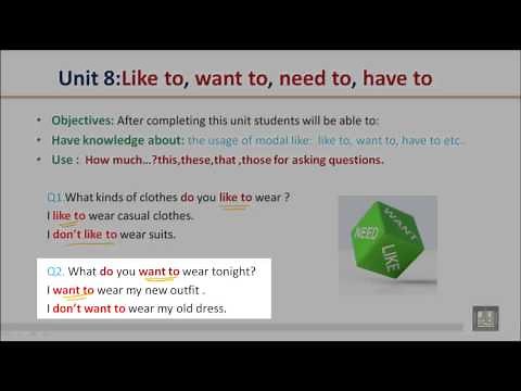 GRAMMAR B1 - U8 - Like to, want to, need to, have to