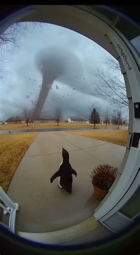 Penguin Rings Doorbell Before Tornado Rescue!