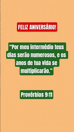 Feliz Aniversário | Versículos Bíblico de Feliz Aniversário | Provérbios 9:11
