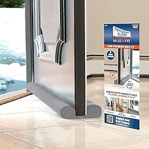 Twin Draft Guard Hug N Fit, Original Dual Draft Stopper Instantly Blocks Air from Entering, Water Repellent, Fits 28”-36” Length with 2” Energy Saver Tube