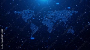 world map animation World map with node and line connection, Worldwide business navigation and travel concept. GPS location services, Global Business Network. modern Technology. hi-tech futuristic,