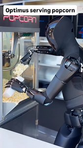 Optimus serving popcorn at the Tesla Diner #fyp #viral #tesla #optimus #teslarobot | Tesla Owners of Silicon Valley