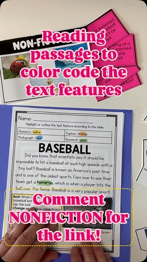 Alisha | K-2 TEACHING IDEAS on Instagram: "Teaching nonfiction text features this month? Our reading unit has lots of goodies for teaching nonfiction text features. 🩷 nonfiction and fiction sort for students to recognize and identify what text features are in fiction, nonfiction, or both 💙 reading centers to further practice identifying nonfiction text features 🩵 reading passages to color code the different features And more! Comment NONFICTION for the link! #teachersofinstagram #teachersfoll