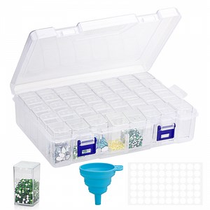 EEEkit Diamond Painting Storage Containers, Grids Bead Organizer Box with Diamond Painting Accessories Labels, Funnel