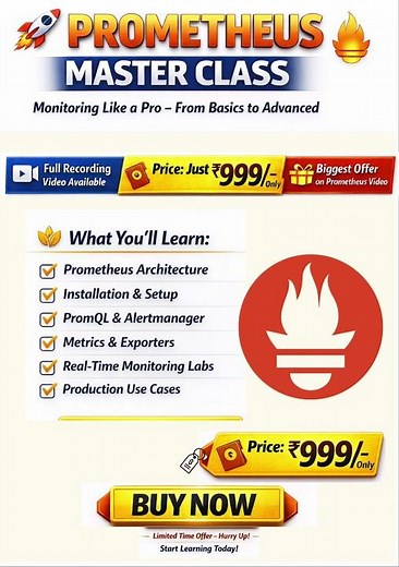 ✅ Prometheus Zero to Advanced 🚀 | Real-Time Labs + Production Use Cases | ₹999 Only #prometheus