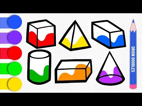 How to Draw and Color 3D Shapes | Easy Geometry Drawing for Kids