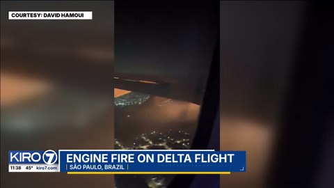 Video: Engine fire on Delta flight