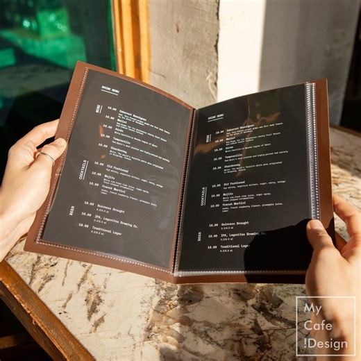 Recycled Leather Menu Holder: Custom Menu Folio for Restaurant, Cafe & Bar - Etsy