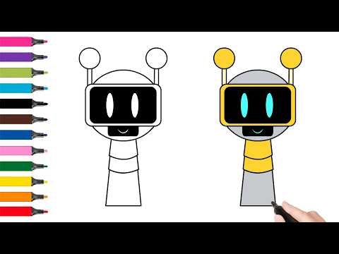 How to draw FUN BOT SPRUNKI for kids. Рисуем Фан Бот Спрунки. 教你画机器人节奏盒子手绘. #sprunki #спрунки #节奏盒子