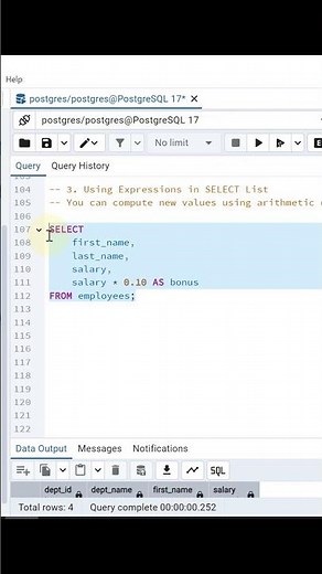 Using Expressions in SELECT in PostgreSQL