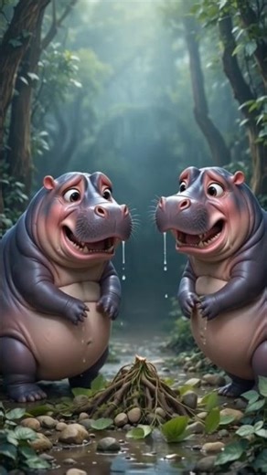 A hippopotamus 🦛 🦛 saved a potato plant from drying out by watering it 😭 #ai #tree #save #water