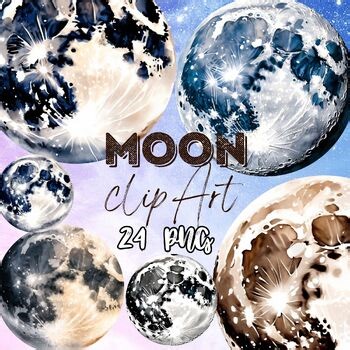 Watercolor Full Moon Clip Art Set - Astrology inspired Graphics
