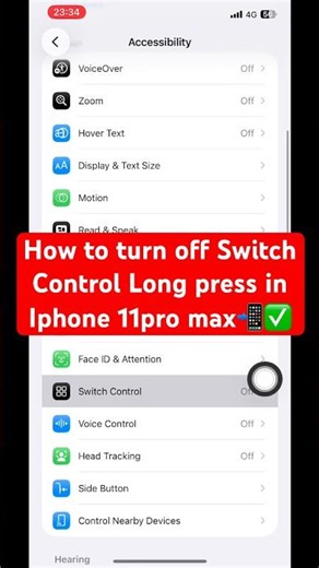 How to turn off Switch Control Long press in Iphone 11pro max📲✅ #iphone #switchcontrol #11promax