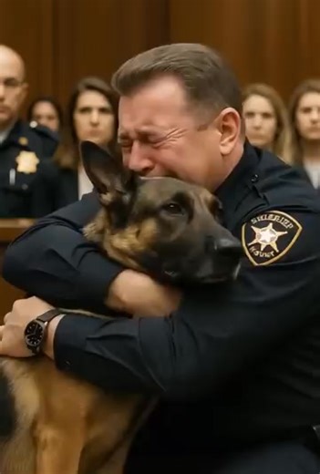 A convicted police officer asked to see his dog one last time, but when the German shepherd entered the courtroom, something unexpected happened 😱😨 The room was completely silent. Not a sound. Only the deep voice of the judge echoed as he read out the verdict. — Former officer Alex Miller is found guilty of corruption and abuse of power... Do you have anything to say, Mr. Miller? Alex stood with his head bowed, fists clenched so tightly his knuckles were white. He no longer heard the words — e