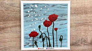 Poppy flowers acrylic painting on canvas by Joy of Art #319 | Joy of Art