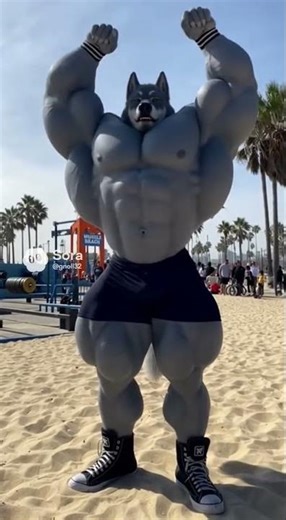 muscular wolf #wolf #muscle #musclegrowth #anthro #furry #animal #bodybuilding