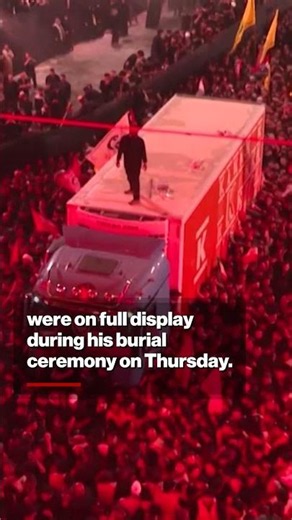 Iranians Unfurl Chilling Banner W/ Trump Assassination Threat at Ayatollah Khamenei's Burial #shorts