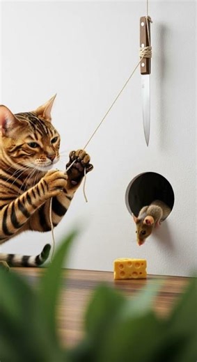 Shocking! Cat freezes like statue—trap is now a clever escape plan #cats #pets #funny