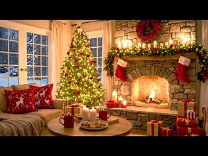 Cozy Christmas Fireplace Ambience 🎄🔥 | Warm Cabin Nights, Crackling Fire & Gentle Snowfall