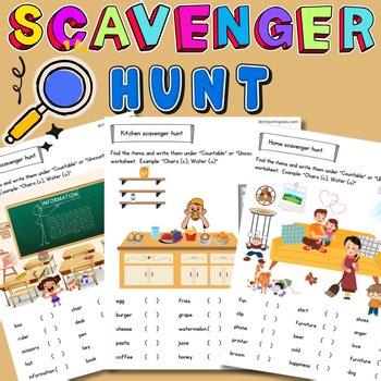 Countable and Uncountable Nouns | Scavenger Hunt Worksheets | ESL Grammar