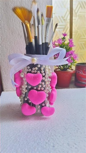 DIY Cute Heart Clay Jar Craft Idea 🏺/ cute gift ideas #shorts #youtubeshorts #diy