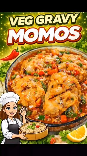 Momos dipped in rich, spicy gravy = pure comfort food 😍🔥This veg gravy momos recipe #momos #viral