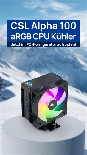 CSL Computer GmbH on Instagram: "❄️💡 Frisch eingetroffen: Der CSL Alpha 100 aRGB CPU-Kühler! 💡❄️ Erhältlich in schwarz oder weiß, aber sofort als Aufrüstung verfügbar bei BoostBoxx & CSL! 🔹 Kompaktes, modernes Design für Intel- & AMD-Prozessoren 🔹 Top-Blow-Modell mit adressierbarer RGB-Beleuchtung 🔹 Vier 6-mm-Kupfer-Heatpipes für direkte CPU-Kühlung 🔹 100mm aRGB PWM-Lüfter – leise & leistungsstark 🔹 Ideal für Systeme bis 130W TDP Perfekt für Gamer & PC-Bauer, die auf maximale Performance,
