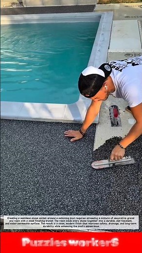 Pool Deck Stone Carpet Installation | Satisfying Resin Gravel Flooring Process!
