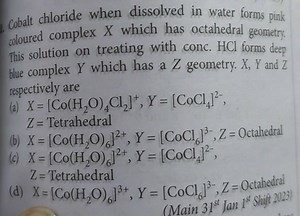 Cobalt chloride when dissolved in water forms pink coloured com... | Filo