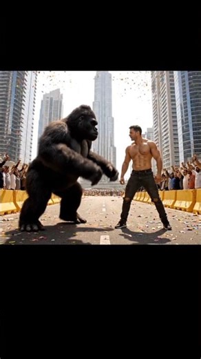 🔥🦍 Giant Gorilla vs 💪 Muscular Man – Epic City Showdown 🏙️🙌