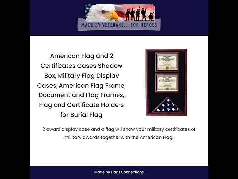 American Flag and 2 Certificates Cases Shadow Box, Military Flag Display Cases, American Flag Frame,